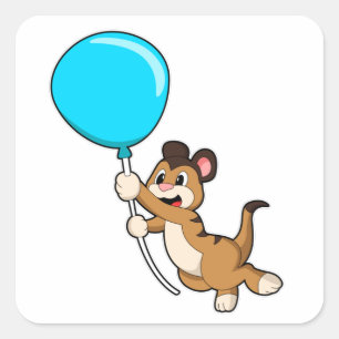 Meerkat with Balloon Square Sticker