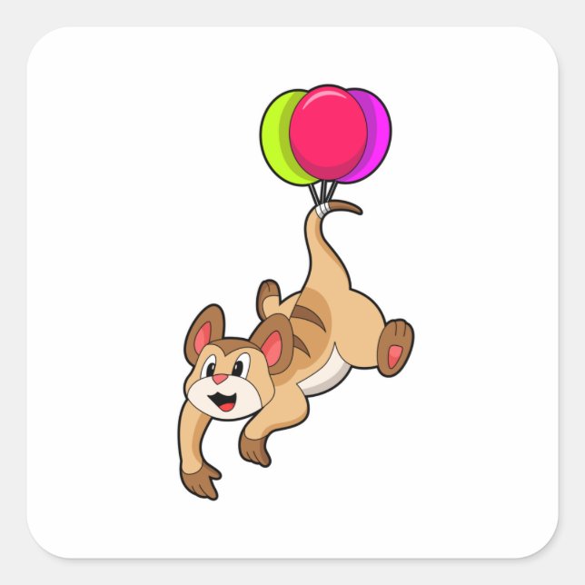 Meerkat with Balloon Square Sticker (Front)