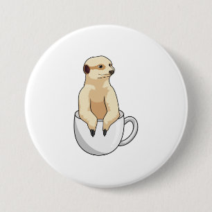 Meerkat with Cup of Coffee 7.5 Cm Round Badge