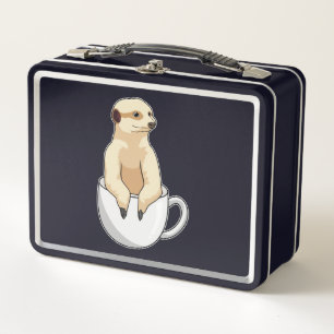 Meerkat with Cup of Coffee Metal Lunch Box