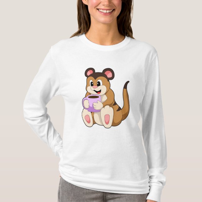 Meerkat with Cup of Coffee T-Shirt (Front)