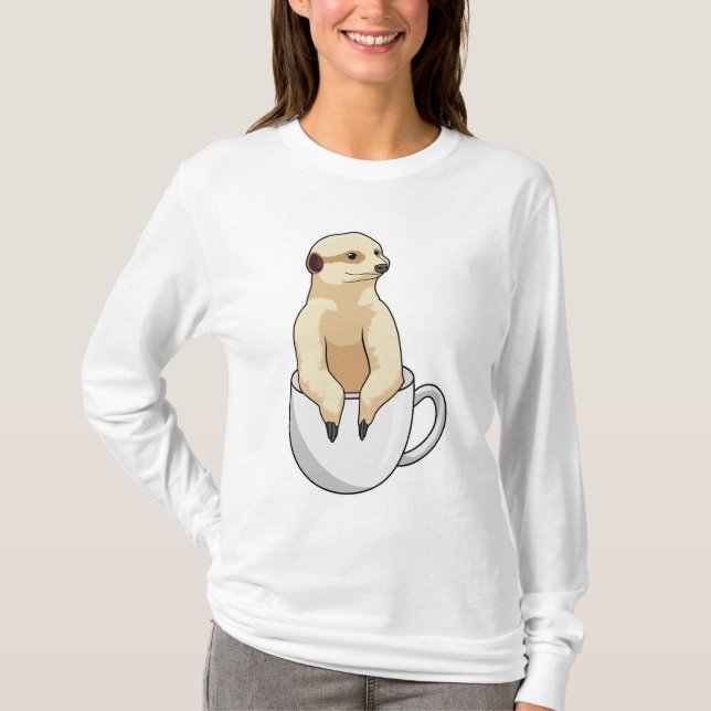 Meerkat with Cup of Coffee T-Shirt (Front)