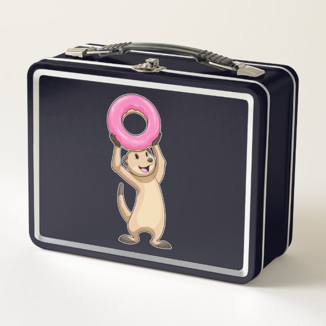 Meerkat with Donut Metal Lunch Box (Front)