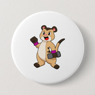 Meerkat with Dumbbell 7.5 Cm Round Badge