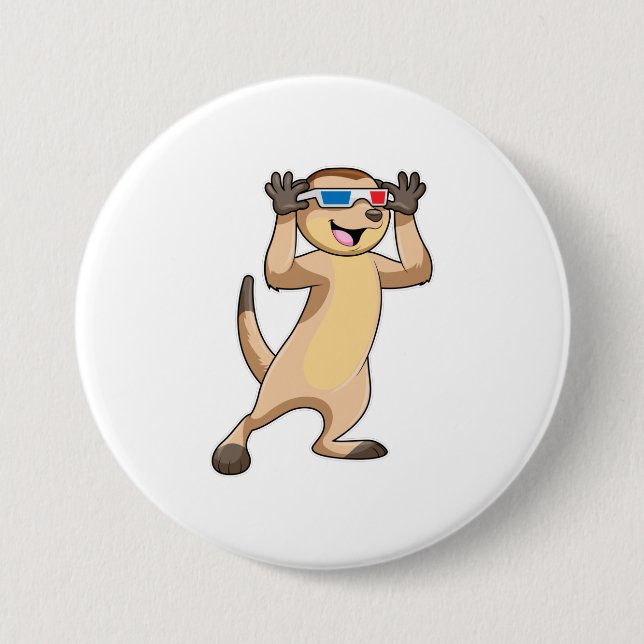 Meerkat with Glasses 7.5 Cm Round Badge (Front)