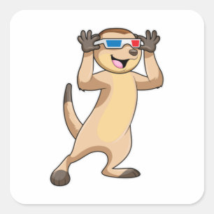 Meerkat with Glasses Square Sticker