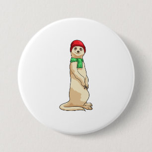 Meerkat with Hat and Scarf 7.5 Cm Round Badge