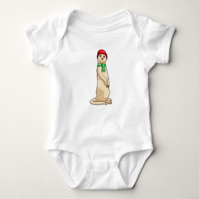 Meerkat with Hat and Scarf Baby Bodysuit (Front)