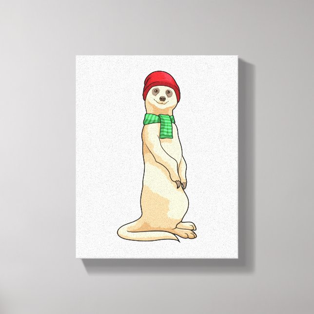 Meerkat with Hat and Scarf Canvas Print (Front)