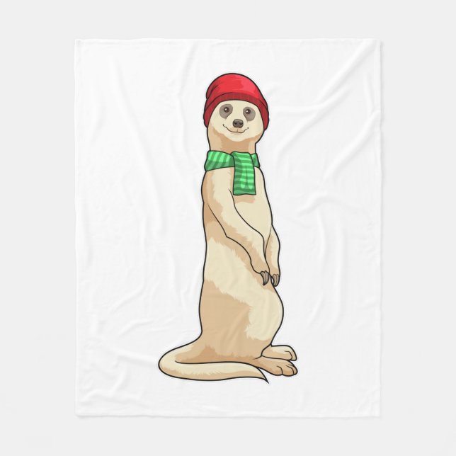 Meerkat with Hat and Scarf Fleece Blanket (Front)