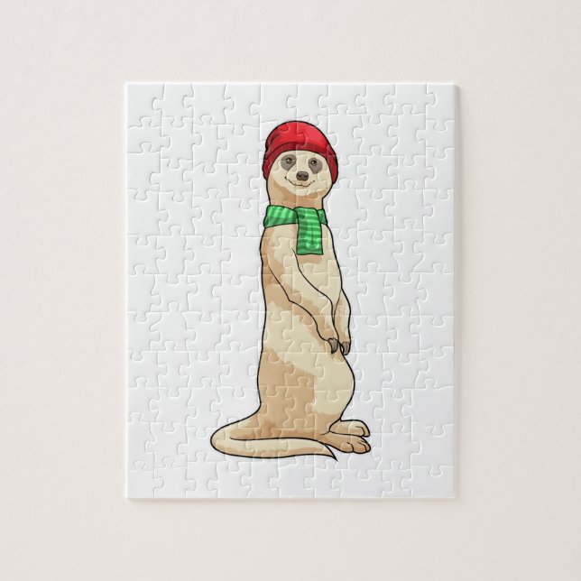 Meerkat with Hat and Scarf Jigsaw Puzzle (Vertical)
