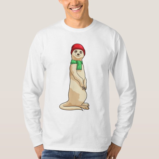 Meerkat with Hat and Scarf T-Shirt (Front)