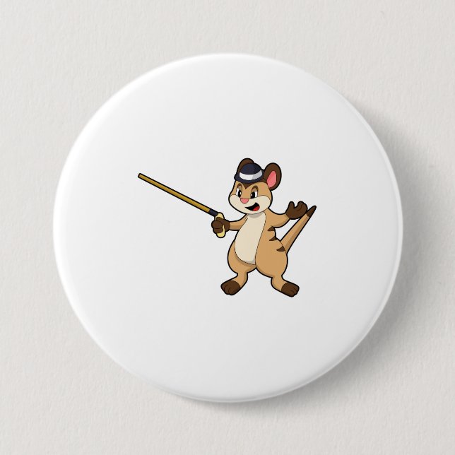 Meerkat with Hat & Walking stick 7.5 Cm Round Badge (Front)