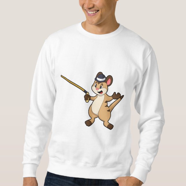 Meerkat with Hat & Walking stick Sweatshirt (Front)