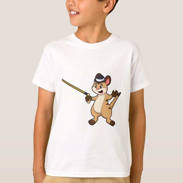 Meerkat with Hat & Walking stick T-Shirt (Front)