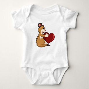 Meerkat with Heart Baby Bodysuit