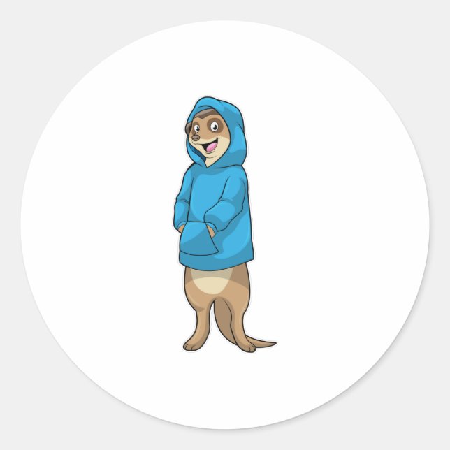 Meerkat with Hoodie Classic Round Sticker (Front)