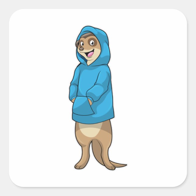 Meerkat with Hoodie Square Sticker (Front)