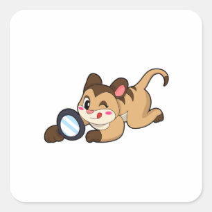Meerkat with Magnifying glass Square Sticker