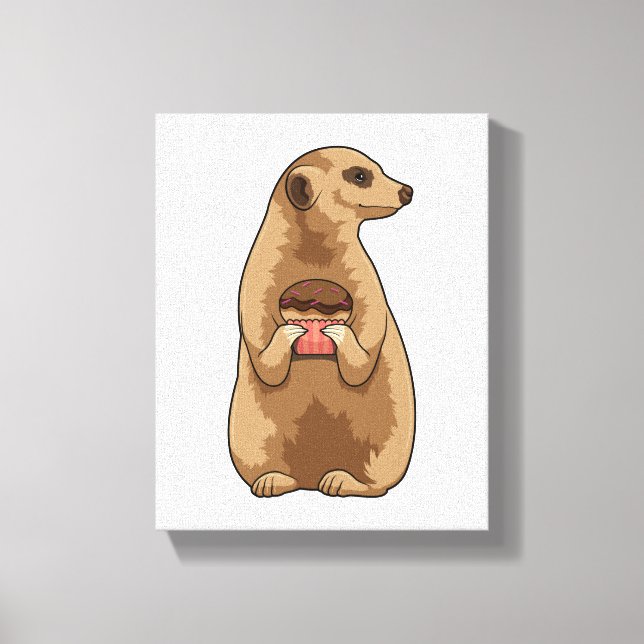 Meerkat with Muffin Canvas Print (Front)