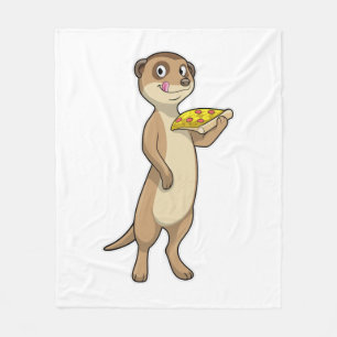 Meerkat with Pizza Fleece Blanket