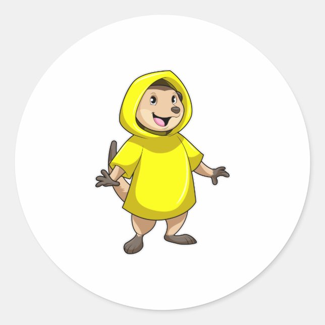 Meerkat with Raincoat Classic Round Sticker (Front)