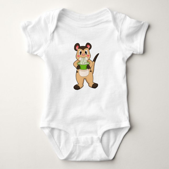 Meerkat with Ramen Baby Bodysuit (Front)
