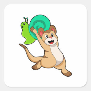 Meerkat with Snail.PNG Square Sticker