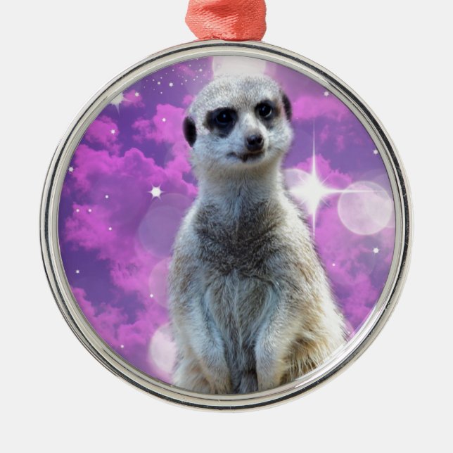 Meerkat With Sparkle, Metal Tree Decoration (Front)