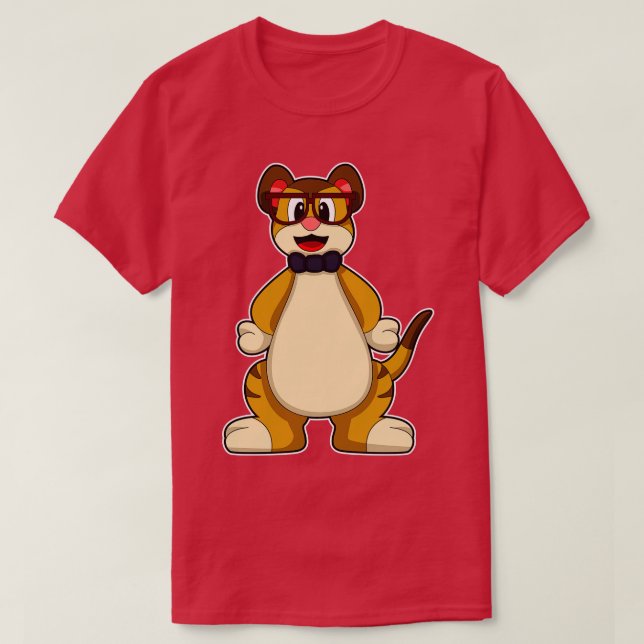 Meerkat with Tie Glasses T-Shirt (Design Front)