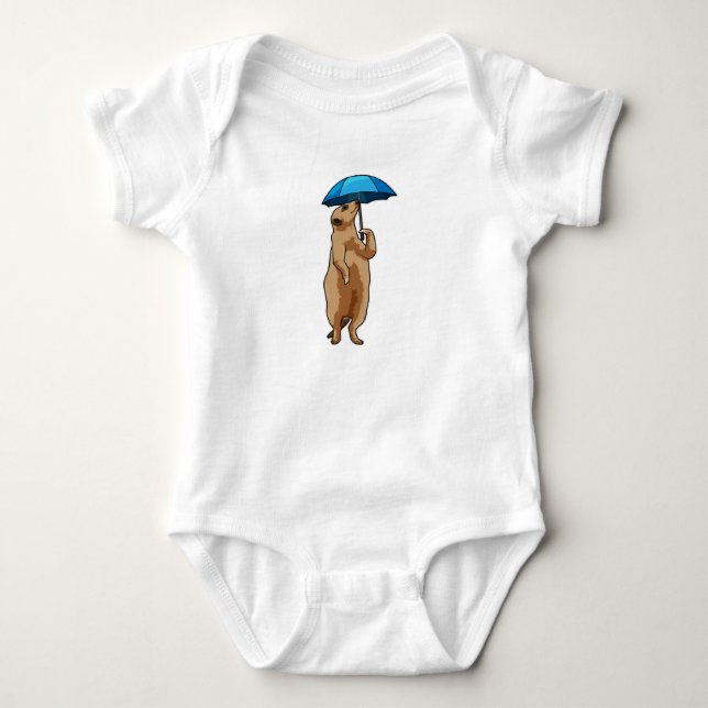 Meerkat with Umbrella Baby Bodysuit (Front)