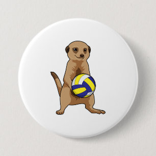 Meerkat with Volleyball 7.5 Cm Round Badge