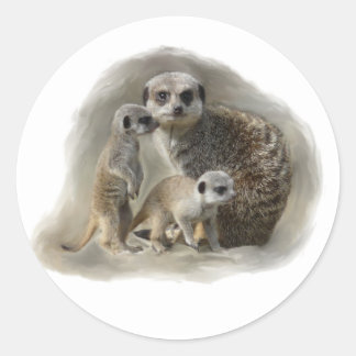 meerkats classic round sticker