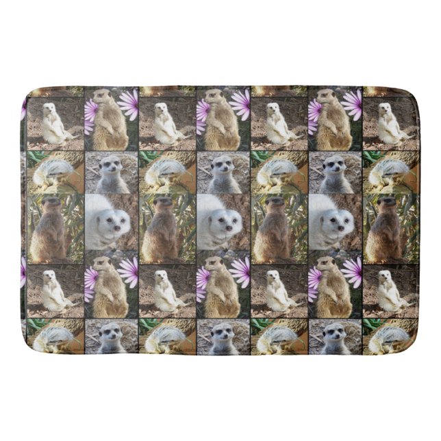 Meerkats In A Photo Collage, Memory Foam Bath Mat (Front)