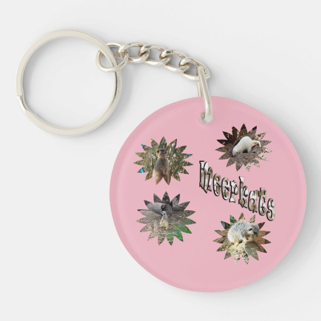 Meerkats In Star Shapes With Logo, Key Ring (Front)