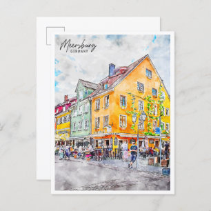 Meersburg Germany vintage travel watercolor Postcard