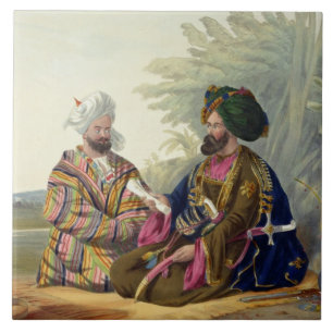 Meerz Fyze, an Oosbeg Elchee, or Ambassador, plate Tile