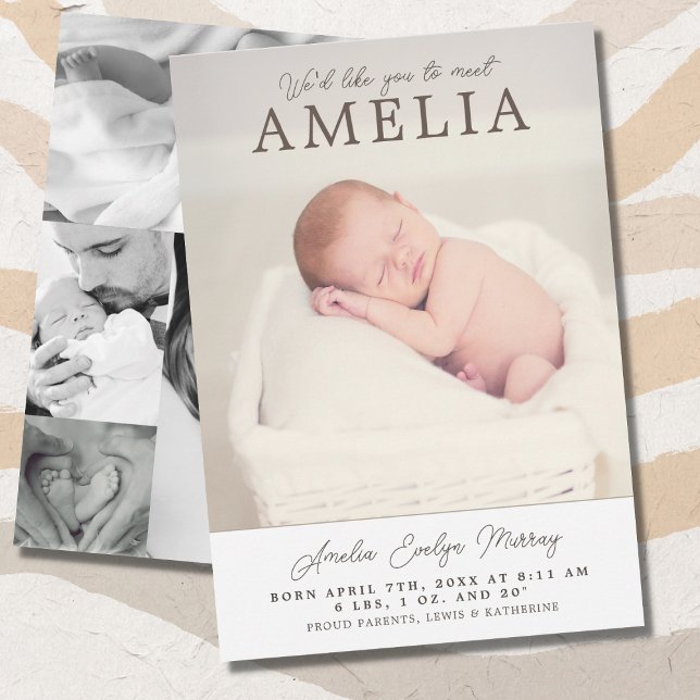 Meet Baby Photo Collage Birth Announcement (Creator Uploaded)