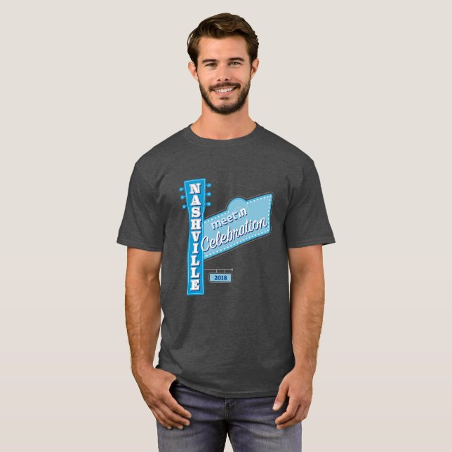 Meet-in Nashville men's dark T T-Shirt (Front Full)