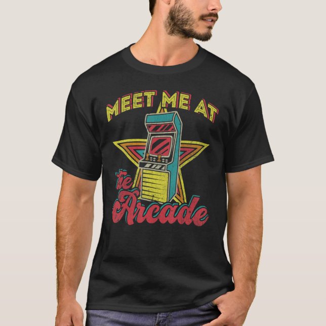 Meet Me At Arcade Retro 80s Arcade Video Game Mach T-Shirt (Front)