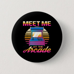 Meet Me At The Arcade Gamer Vaporwave Retro Video  6 Cm Round Badge
