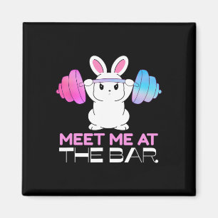 Meet Me At The Bar Barbell Bunny Funny Exercise Wo Magnet