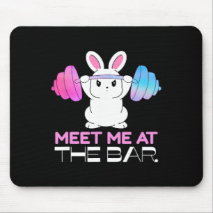 Meet Me At The Bar Barbell Bunny Funny Exercise Wo Mouse Pad