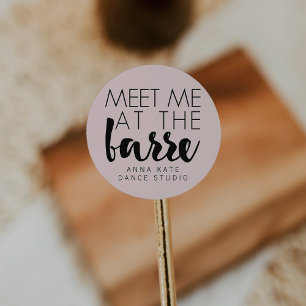 Meet Me at the Barre Pink & Black Ballet Studio Classic Round Sticker
