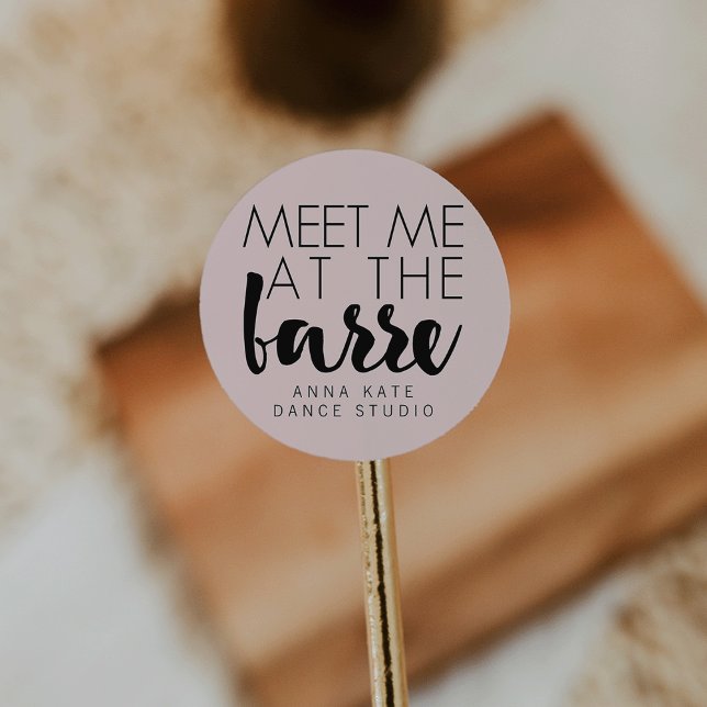 Meet Me at the Barre | Pink & Black Ballet Studio Classic Round Sticker (Creator Uploaded)