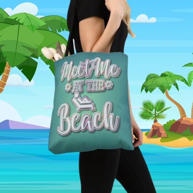 Meet me at the Beach Colourful Text Tote Bag (Creator Uploaded)