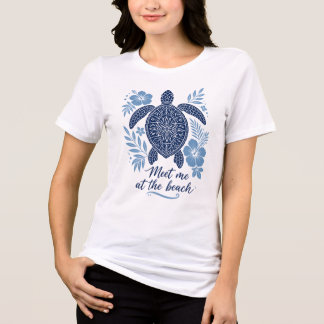 Meet Me at the Beach Sea Turtle Tropical Summer Tri-Blend Shirt
