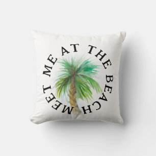 Meet me at the beach watercolor pillow