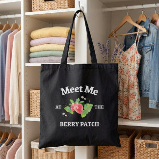 Meet Me at the Berry Patch | Black Berry Tote Bag