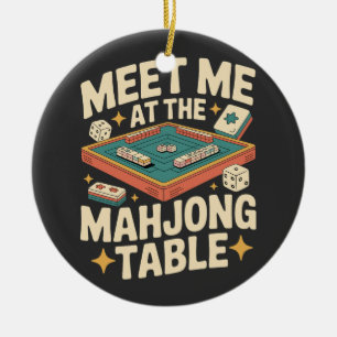 Meet Me at the Mahjong Table Retro Vintage  Ceramic Tree Decoration